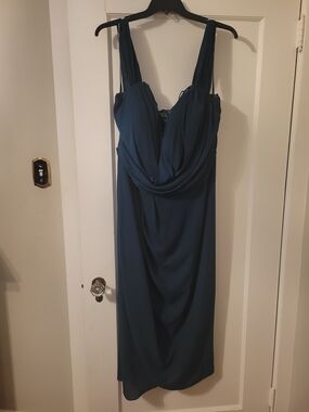 City Chic Teal Draped Midi Dress